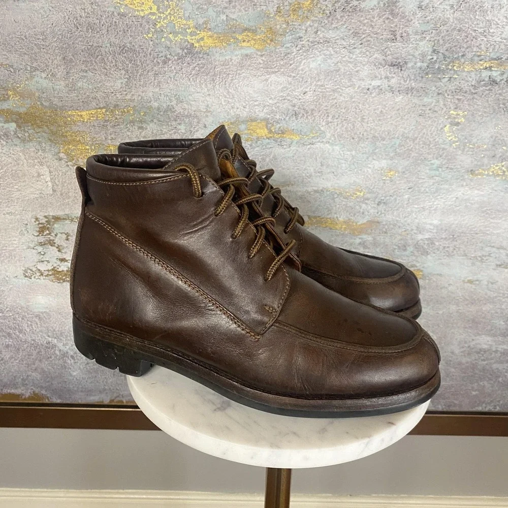 Cole Haan Chukka Boots Mens Size 9 Brown Leather Ankle Vibram Sole 14220